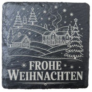 Schiefer Untersetzer 10 x 10 cm "Frohe Weihnachten"